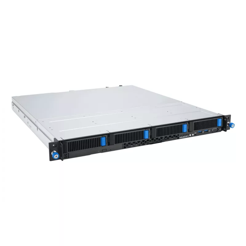 Rack serveris ASUS RS300-E12-RS4, 1U, Intel C262, LGA1700, Xeon E-2400, 4x karstā maiņa 3,5 collu sloti, 450W barošanas bloks, DDR5 UDIMM līdz 128 GB