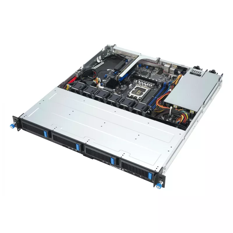 Rack serveris ASUS RS300-E12-RS4, 1U, Intel C262, LGA1700, Xeon E-2400, 4x karstā maiņa 3,5 collu sloti, 450W barošanas bloks, DDR5 UDIMM līdz 128 GB