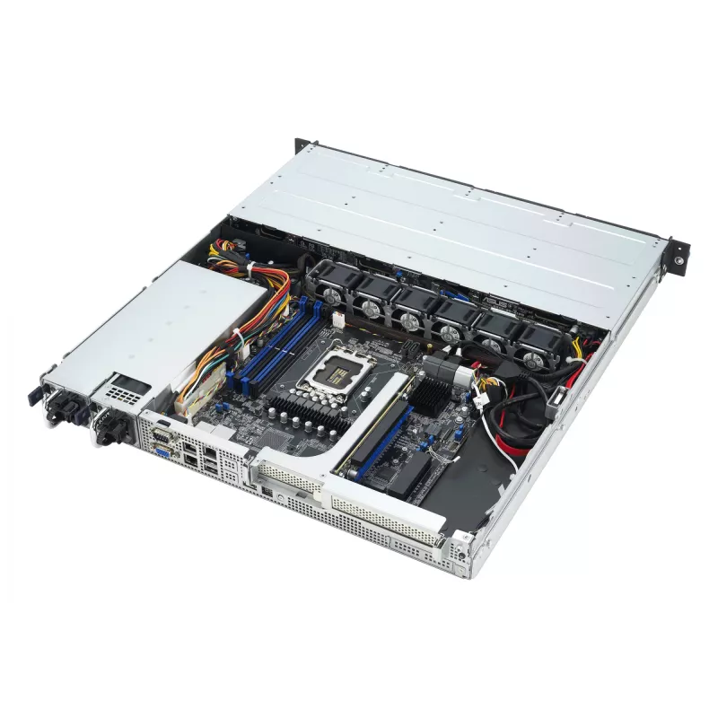 Rack serveris ASUS RS300-E12-RS4, 1U, Intel C262, LGA1700, Xeon E-2400, 4x karstā maiņa 3,5 collu sloti, 450W barošanas bloks, DDR5 UDIMM līdz 128 GB