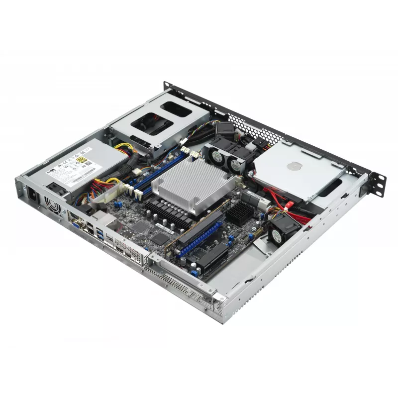 Plauktu serveris ASUS RS100-E11-PI2, Intel C252, LGA 1200, 1U, 4 DIMM, DDR4 līdz 128 GB, 350W barošanas bloks, 2x RJ-45, M.2