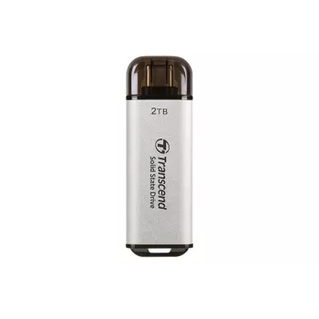TRANSCEND Esd300s - 2TB pārnēsājamais SSD - USB Type-C - 3D NAND zibatmiņa - sudraba krāsā