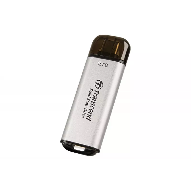 TRANSCEND Esd300s - 2TB pārnēsājamais SSD - USB Type-C - 3D NAND zibatmiņa - sudraba krāsā