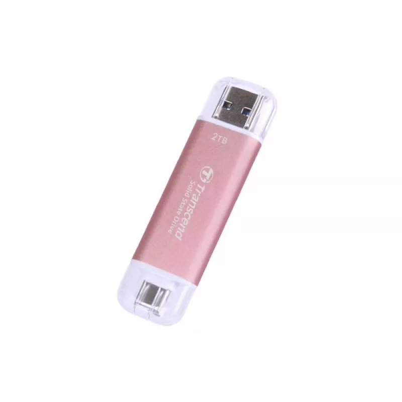 TRANSCEND Esd310p - 2TB pārnēsājamais SSD - USB Type-A / USB Type-C - Rozā