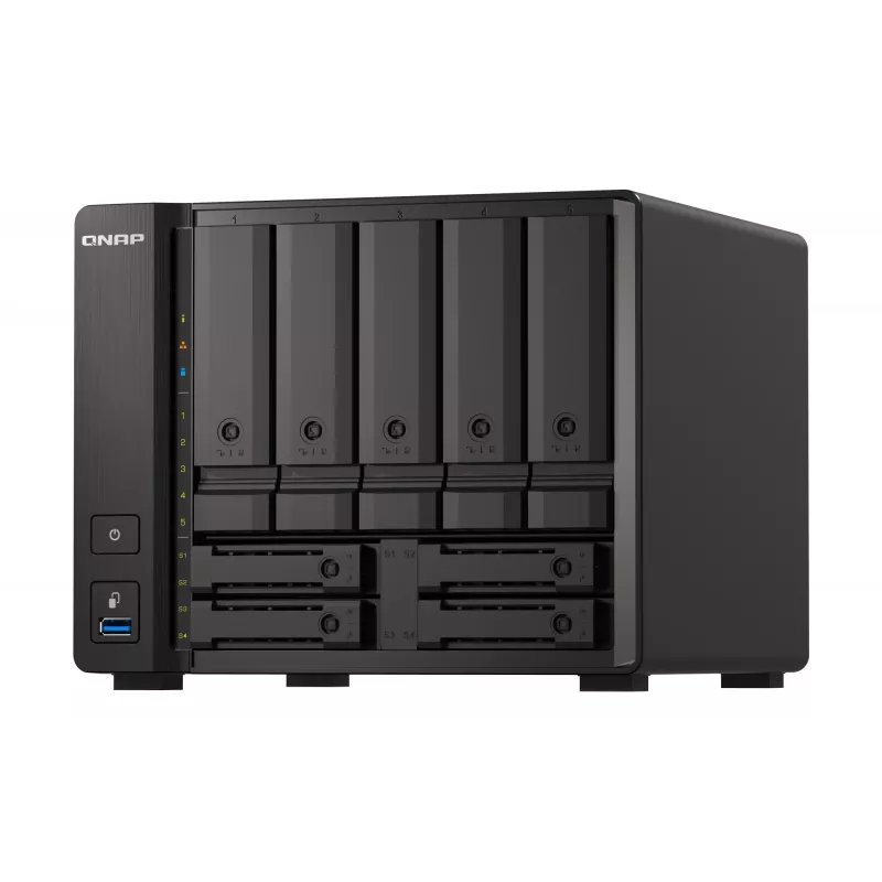 QNAP TS-H973AX NAS tornis Ryzen Embedded V1500B 8 GB DDR4 0 TB QuTS hero Melns