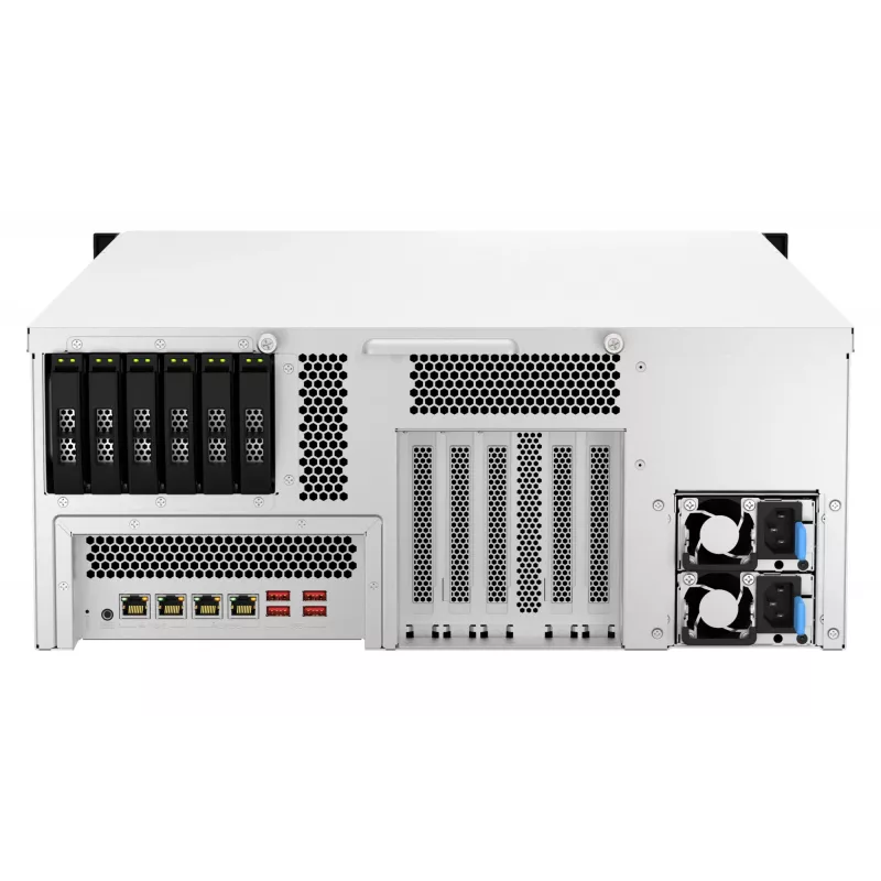 QNAP TS-H3087XU-RP NAS Rack (4U) Intel Xeon E E-2378 64 GB DDR4 0 TB QuTS hero Melns, Balts