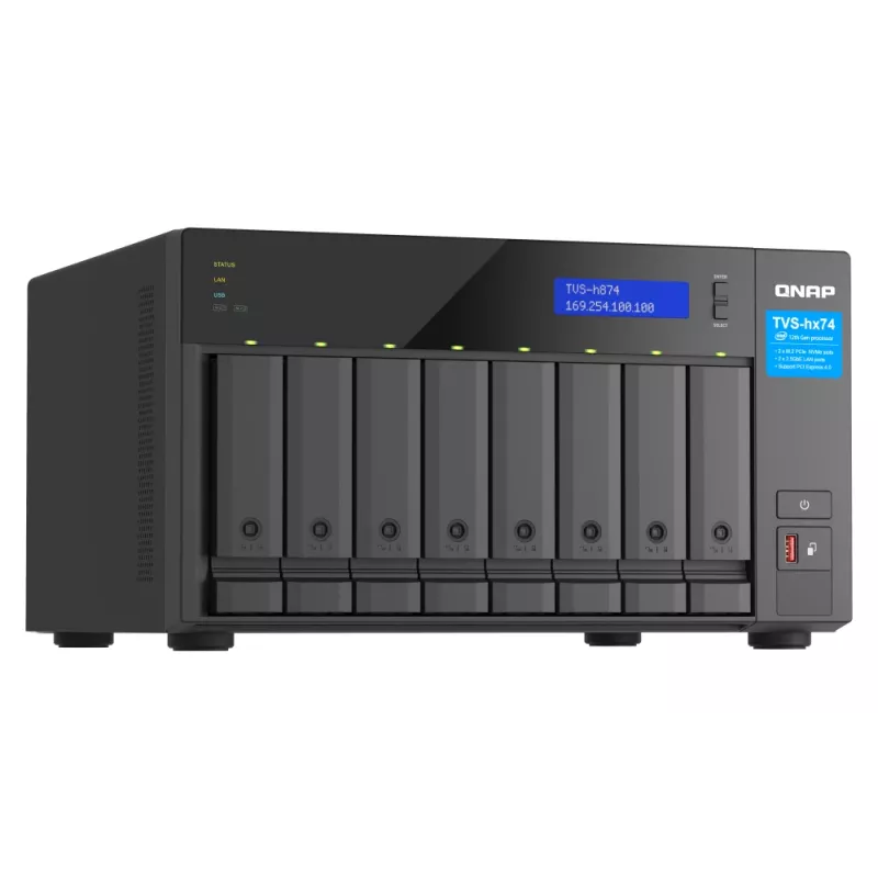 QNAP TVS-h874X NAS Tornis Intel® Core™ i9 64 GB DDR4 0 TB QuTS hero Melns