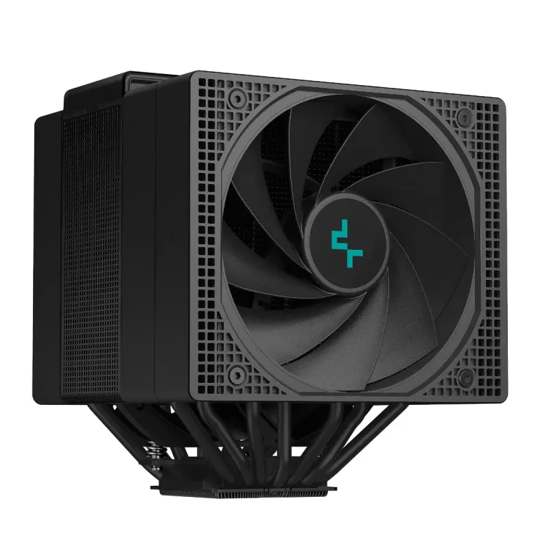 Gaisa dzesētājs DeepCool ASSASSIN IV VC VISION — divu ventilatoru 120/140 mm, 300 W TDP, 7 siltuma caurules, saderīgs ar LGA115x/LGA1200/LGA1700/LGA20xx, melns
