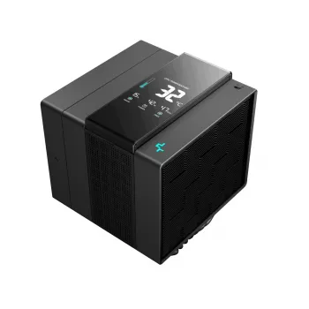 Gaisa dzesētājs DeepCool ASSASSIN IV VC VISION — divu ventilatoru 120/140 mm, 300 W TDP, 7 siltuma caurules, saderīgs ar LGA115x/LGA1200/LGA1700/LGA20xx, melns