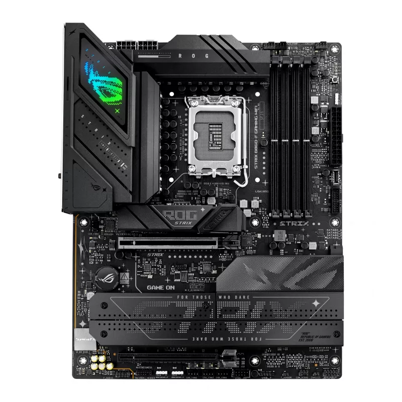 Mātesplate ASUS ROG STRIX B860-F GAMING WIFI — Intel B860, LGA 1851, ATX, DDR5, 4x DIMM, Wi‑Fi 7, 2.5Gb LAN, 4x M.2