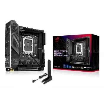 Mātesplate ASUS ROG STRIX B860-I GAMING WIFI — Intel B860, LGA 1851, mini ITX, 2× DDR5 DIMM (līdz 128 GB), Wi‑Fi 7, 2,5 Gb LAN