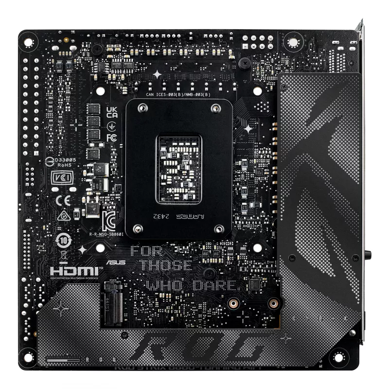 Mātesplate ASUS ROG STRIX B860-I GAMING WIFI — Intel B860, LGA 1851, mini ITX, 2× DDR5 DIMM (līdz 128 GB), Wi‑Fi 7, 2,5 Gb LAN