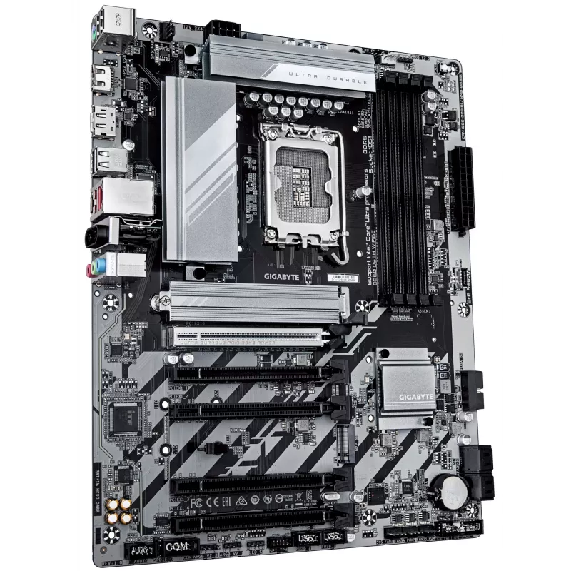 Mātesplate GIGABYTE B860 DS3H WIFI6E — Intel Core Ultra sērijas CPU, 8+1+2+2 fāžu VRM, līdz 9066 MHz DDR5, 1xPCIe 5.0 + 1xPCIe 4.0 M.2, 2.5GbE LAN, WIFI 6E, USB 3.2 Gen 2x2