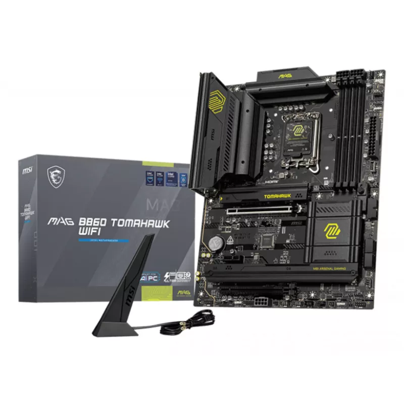Mātesplate MSI MAG B860 TOMAHAWK WIFI — Intel B860, LGA 1851, ATX, DDR5, 4x DIMM, 3x M.2, Wi-Fi 7, 5GbE