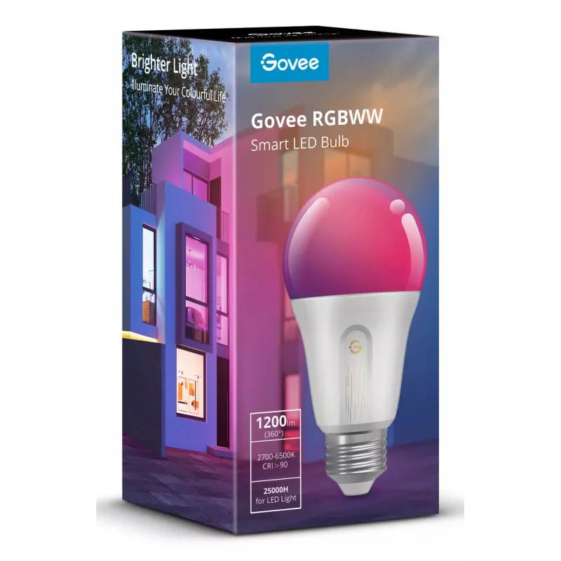 Viedā spuldze Govee H60093C1 1200 lm, Wi‑Fi & Bluetooth, 12 W, E26, balta
