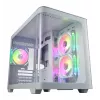 FSP S380-WA korpuss Mini Tower mITX, mATX balts ARGB, Micro Tower, PC, balts, micro ATX, Mini-ITX, SPCC, Rūdīts stikls, Spēlēm