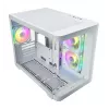 FSP S380-WA korpuss Mini Tower mITX, mATX balts ARGB, Micro Tower, PC, balts, micro ATX, Mini-ITX, SPCC, Rūdīts stikls, Spēlēm
