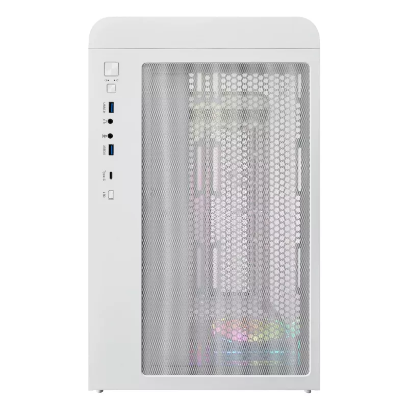 FSP S380-WA korpuss Mini Tower mITX, mATX balts ARGB, Micro Tower, PC, balts, micro ATX, Mini-ITX, SPCC, Rūdīts stikls, Spēlēm
