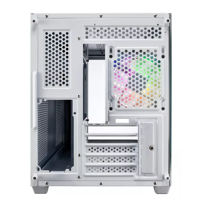 FSP S380-WA korpuss Mini Tower mITX, mATX balts ARGB, Micro Tower, PC, balts, micro ATX, Mini-ITX, SPCC, Rūdīts stikls, Spēlēm