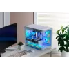 FSP S380-WA korpuss Mini Tower mITX, mATX balts ARGB, Micro Tower, PC, balts, micro ATX, Mini-ITX, SPCC, Rūdīts stikls, Spēlēm