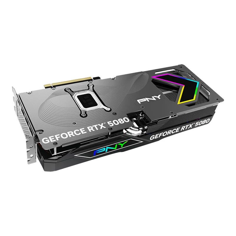 PNY GeForce RTX 5080 16 GB ARGB pārspīlēta, trīs ventilatori - 16 GB GDDR7 - DisplayPort 2.1b / HDMI 2.1b