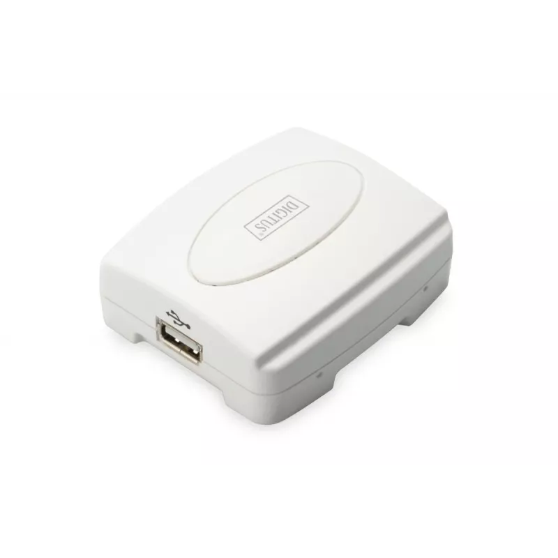 DIGITUS USB drukas serveris, 1 ports 1x RJ45, 1x USB A, USB 2.0 Visām izplatītākajām operētājsistēmām