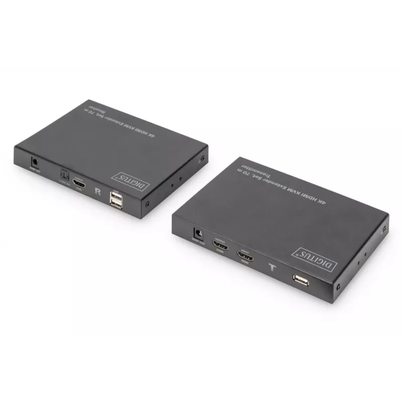 DIGITUS HDMI 2.0 HDMI KVM paplašinātāja komplekts - 70m USB 1.1, pieskāriena paneļa atbalsts