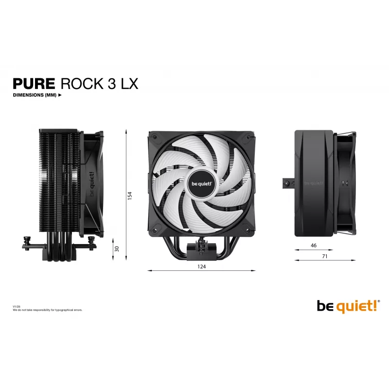 be quiet! Pure Rock 3 LX Procesora gaisa dzesētājs 12 cm Melns 1 gab.