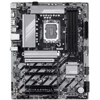 Mātesplate GIGABYTE B860 DS3H — atbalsta Intel Core Ultra procesorus, 8+1+2+2 fāžu VRM, līdz 9066 MHz DDR5, 1xPCIe 5.0 + 1xPCIe 4.0 M.2, 2.5 GbE LAN, USB 3.2 Gen 2x2