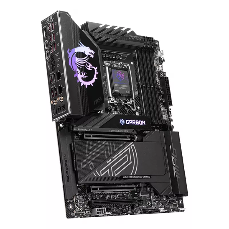 Mātesplate MSI MPG Z890 CARBON WIFI ATX — Intel LGA1851, Z890, DDR5, 4x DIMM, 5x M.2, Wi‑Fi 7, 2.5Gb LAN
