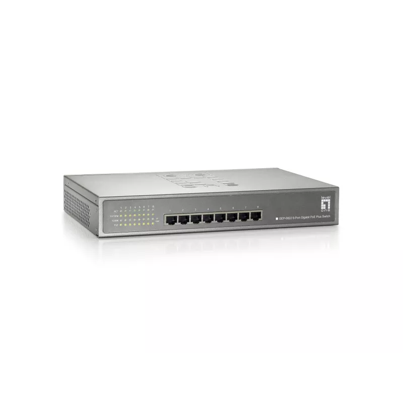 LevelOne 8 portu Gigabit PoE slēdzis, 802.3at/af PoE, 240W