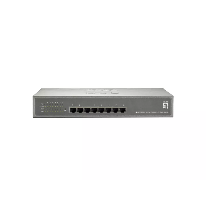 LevelOne 8-Portu Gigabit PoE Slēdzis, 802.3at/af PoE, 123.2W