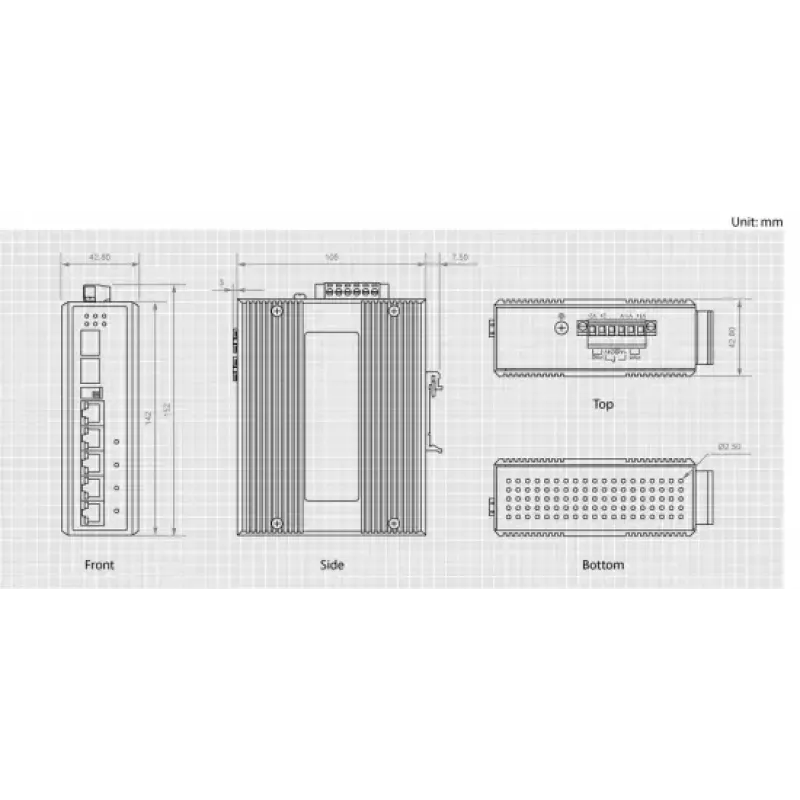LevelOne 6 pieslēgvietu gigabitu industriālais komutators, 1 x SFP, 1 x SFP/RJ45 IES-0600