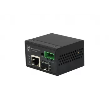 LevelOne RJ45 uz SFP ātrās Ethernet rūpnieciskais multivides pārveidotājs, -40°C līdz 75°C