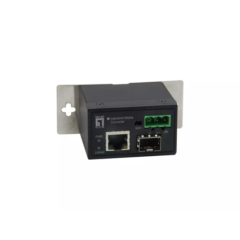 LevelOne RJ45 uz SFP ātrās Ethernet rūpnieciskais multivides pārveidotājs, -40°C līdz 75°C