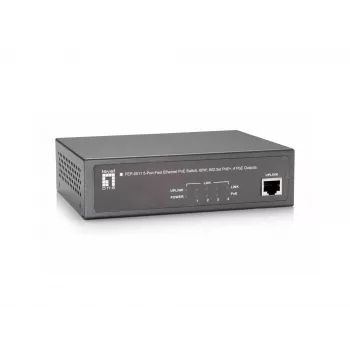 LevelOne 5 portu Fast Ethernet PoE slēdzis, 802.3at/af PoE, 4 PoE izejas, 65W