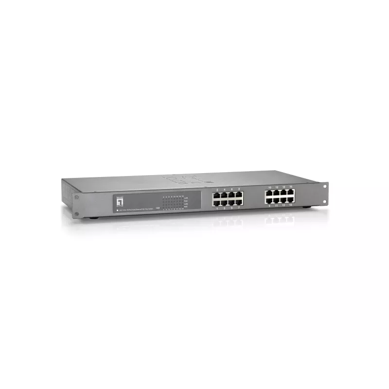 LevelOne 16 portu Fast Ethernet PoE slēdzis, 802.3at/af PoE, 150W
