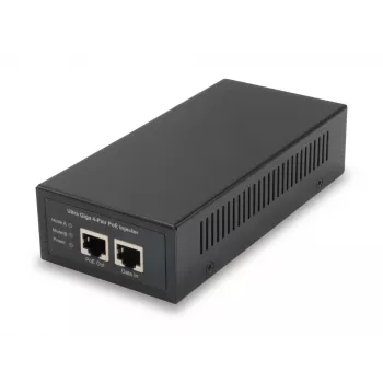 LevelOne Gigabit PoE inžektors, 60W, 802.3at/af PoE, Gigabit Ethernet, 10,100,1000 Mbit/s, IEEE 802.3af, IEEE 802.3at, IEEE 802.3bt, Melns, Barošana, 60 W