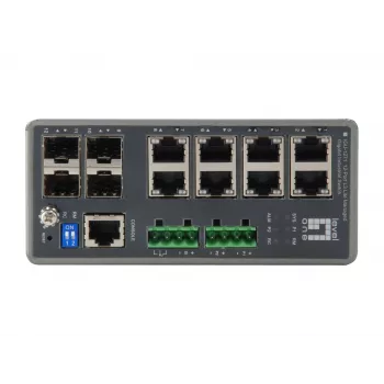 LevelOne TURING 12-Port L3 Lite Managed Gigabit Industrial Switch, 4 x SFP, DIN sliede, -40°C līdz 75°C