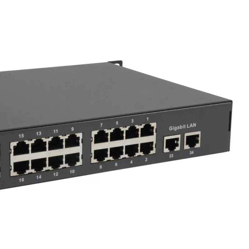 LevelOne 34-Port Fast Ethernet PoE Switch, 802.3at/af PoE, 32 PoE Outputs, 2 x Gigabit RJ45, 250W