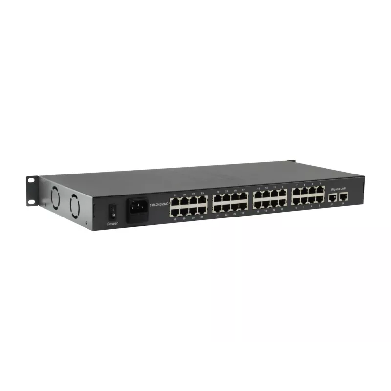 LevelOne 34-portu Fast Ethernet PoE slēdzis, 802.3at/af PoE, 32 PoE izejas, 2 x Gigabit RJ45, 380W