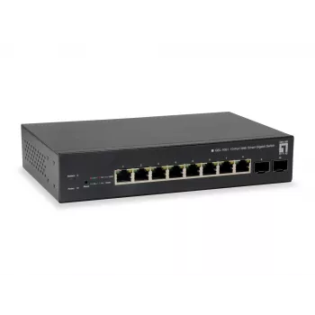 LevelOne 10-Portu tīmekļa viedais Gigabit PoE slēdzis, 8 PoE izejas, 2 x Gigabit SFP, 70W
