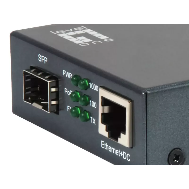 LevelOne RJ45 uz SFP Gigabitu multivides pārveidotājs, PoE PSE