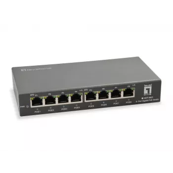 LevelOne 8 portu Gigabit PoE slēdzis, 802.3at/af PoE, 120W