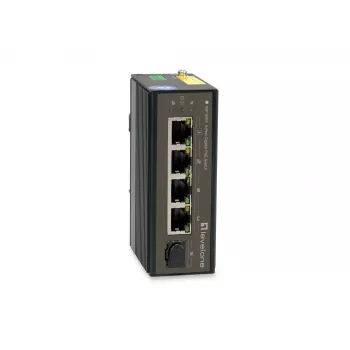 LevelOne 5 portu Gigabit industriālais slēdzis, DIN sliede, -30°C līdz 65°C