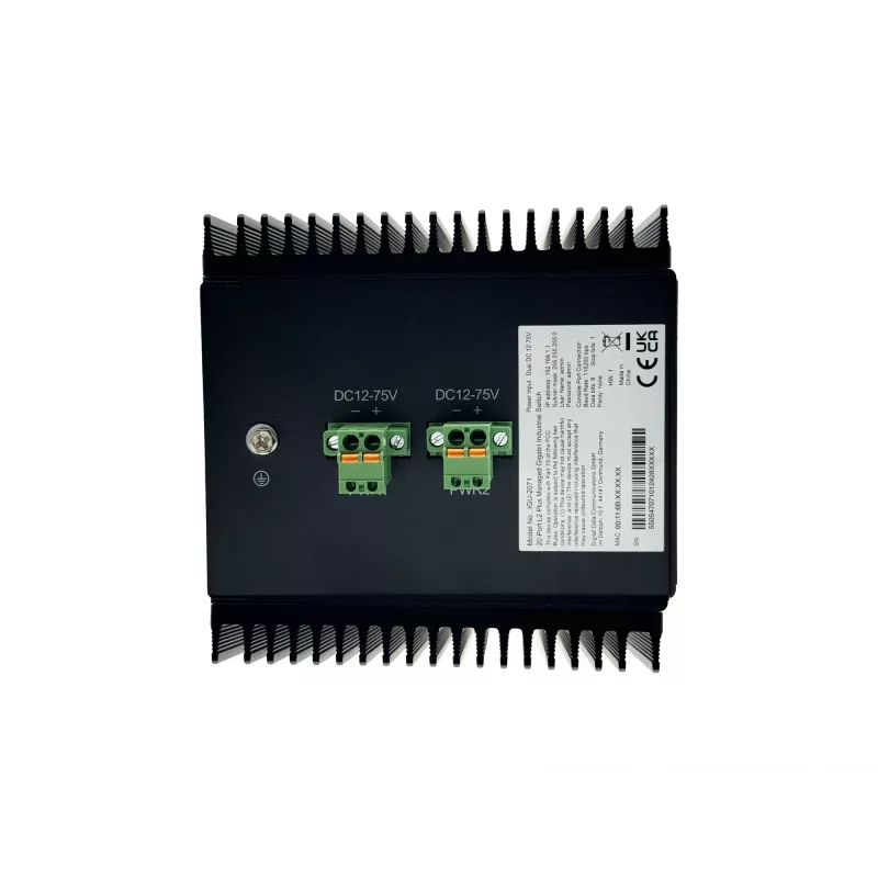 LevelOne 20 portu L2+ pārvaldāms gigabitu industriālais slēdzis, 16x 1GbE RJ45, 4x 1/2,5GbE SFP, DIN-sliedes stiprinājums, -40 °C līdz 80 °C