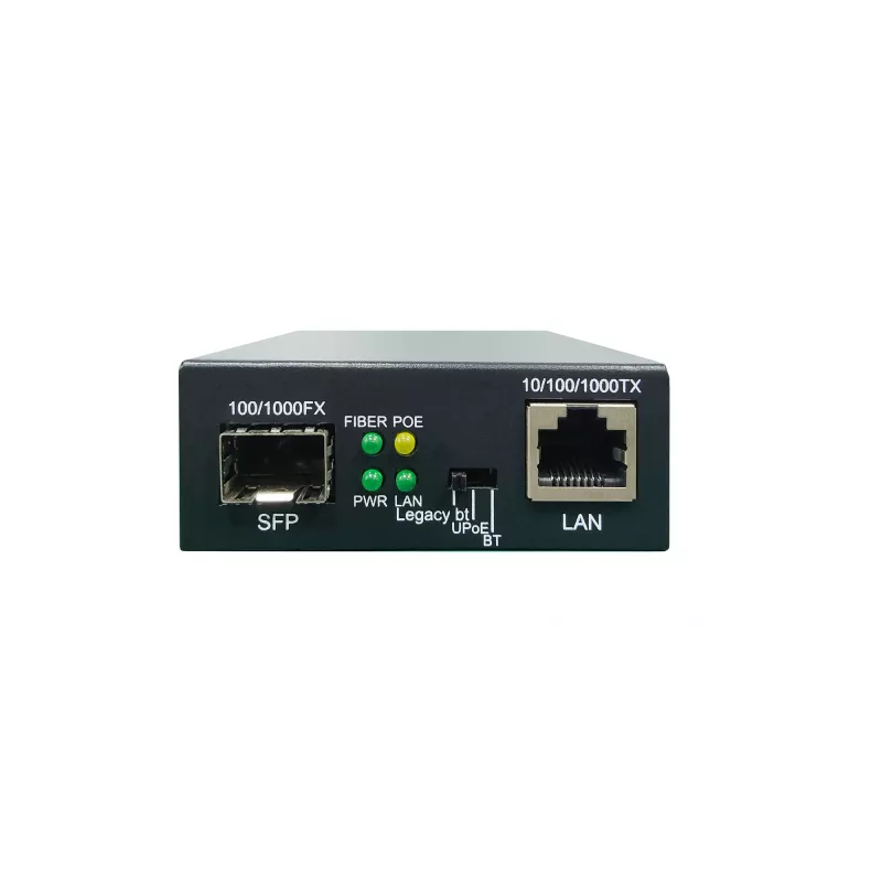 LevelOne RJ45 uz SFP Gigabit multivides pārveidotājs, 802.3bt 90W PoE PSE