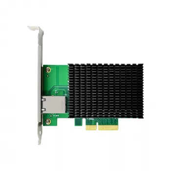 LevelOne 10-Gigabitu PCIe x4 tīkla karte, 1 x RJ45, iekšēja, vadu, PCI Express, Ethernet, 10000 Mbit/s, zaļa