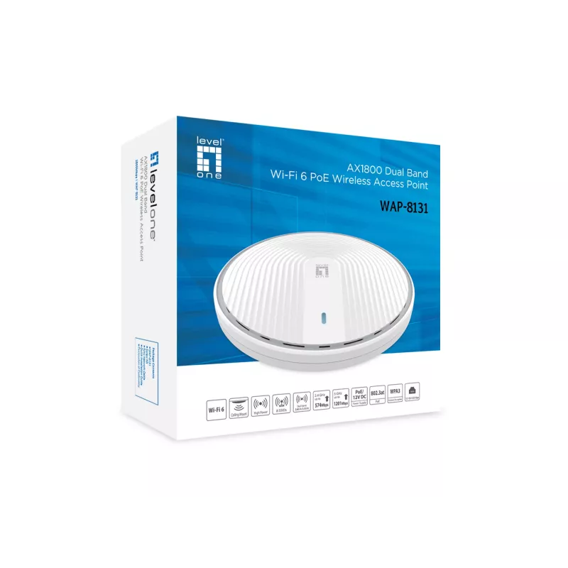 Bezvadu piekļuves punkts LevelOne AX1800 Dual Band Wi-Fi6 2.4GHz 5GHz