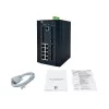 LevelOne 20 portu L2+ pārvaldīts industriālais slēdzis, 8 x 1GbE RJ45, 8 x 1GbE SFP, 4 x 1/2.5GbE SFP, DIN sliede, -40°C līdz 80°C