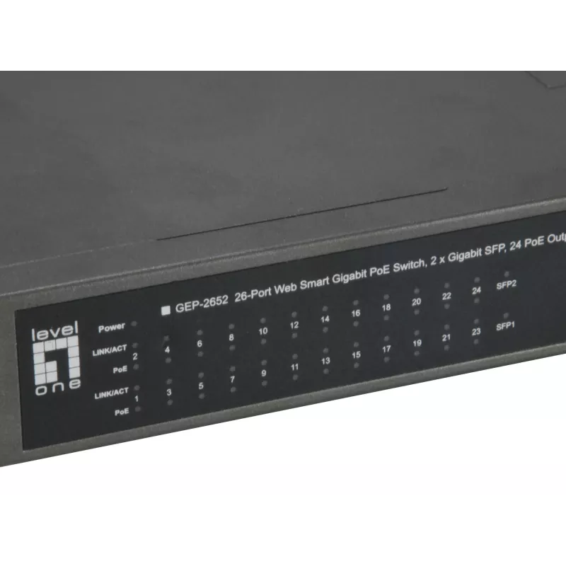 LevelOne GEP-2652 tīkla komutators pārvaldāms L2 Gigabit Ethernet (10/100/1000) Power over Ethernet (PoE) pelēks